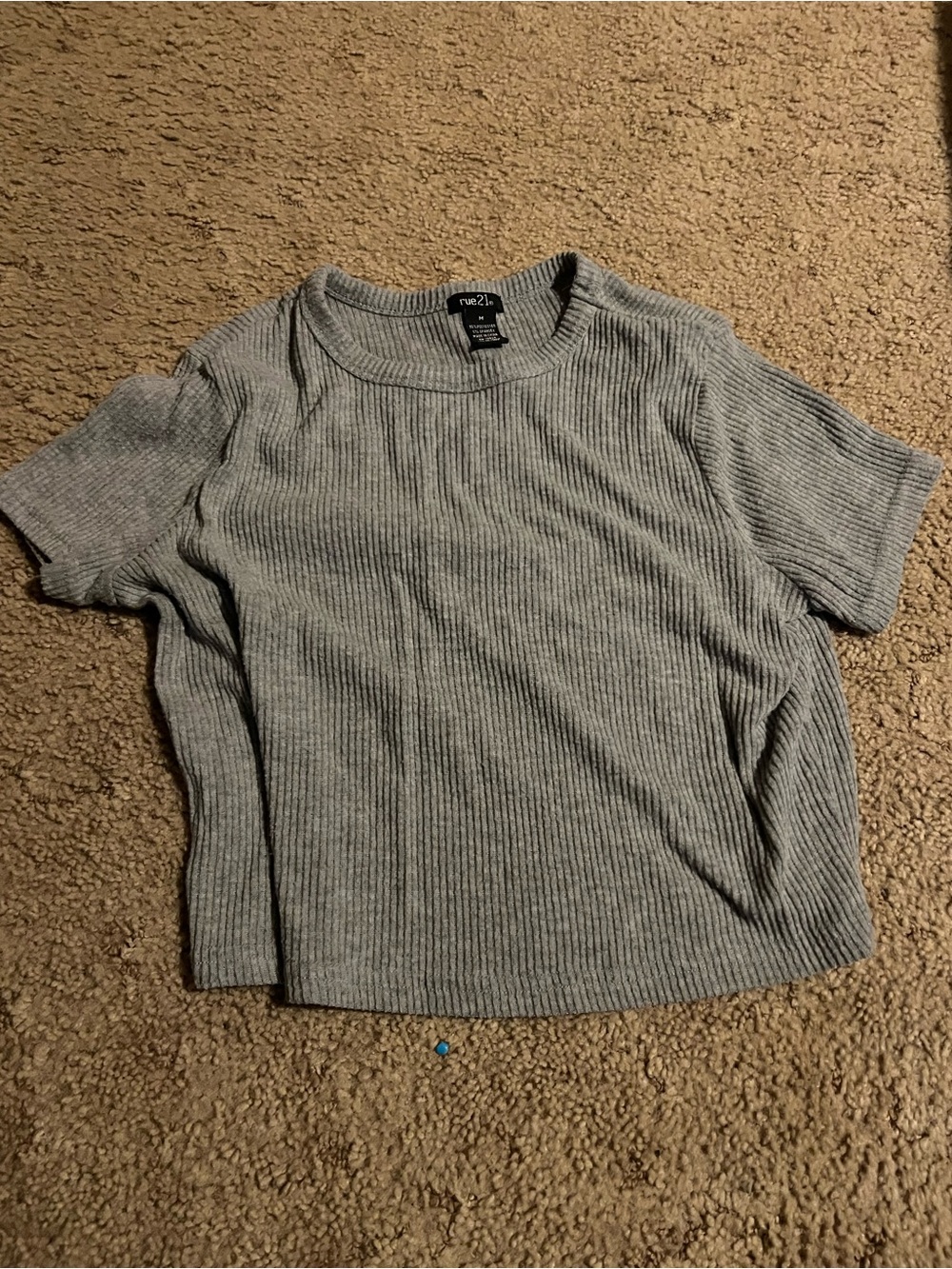 Rue21 Grey Rib-Knit Short Sleeve Tee